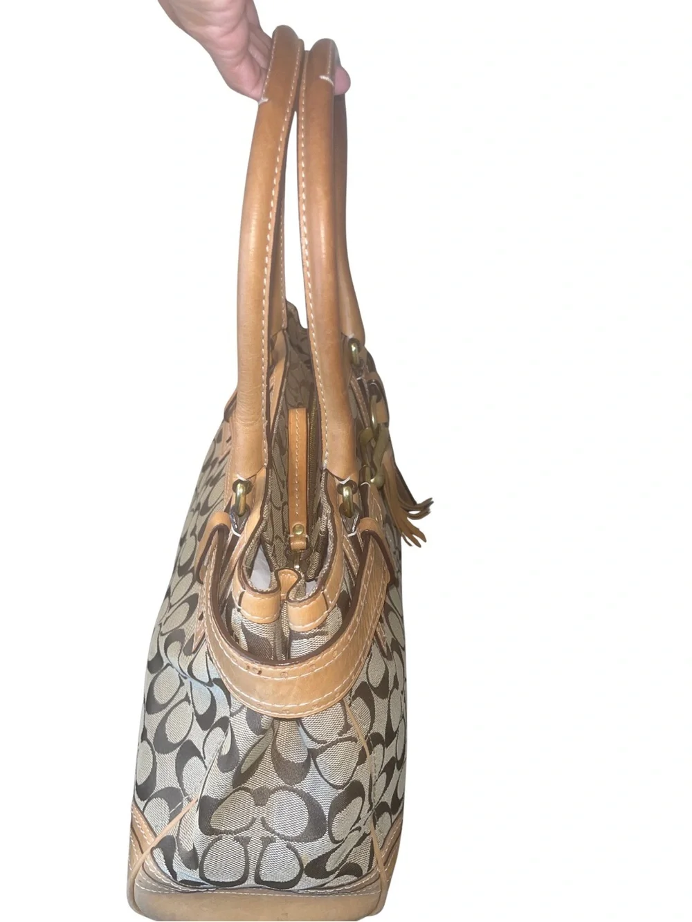 Coach Hampton Vintage Signature Canvas & Leather Shoulder Bag